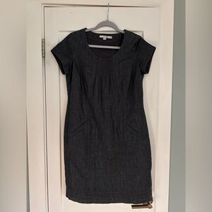 Boden Indigo Denim Short Sleeve Knee-Length Sheath Dress